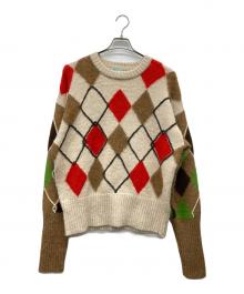 ZARA×Harry Lambert（ザラ×ハリー・ランバート）の古着「ロングスリーブアーガイル ジャガード セーター」｜ブラウン