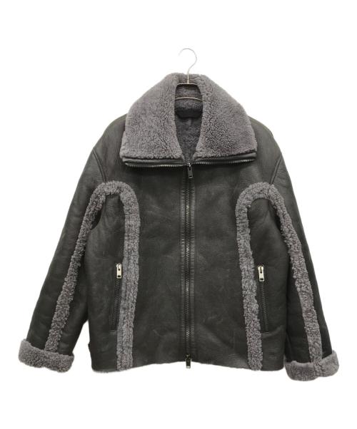 DIESEL（ディーゼル）DIESEL (ディーゼル) ラムレザームートンジャケット グレー サイズ:50の古着・服飾アイテム