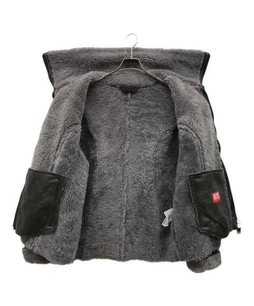 DIESEL（ディーゼル）DIESEL (ディーゼル) ラムレザームートンジャケット グレー サイズ:50の古着・服飾アイテム