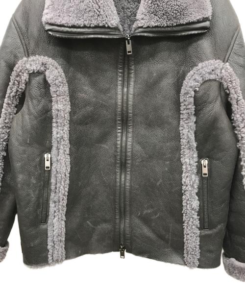 DIESEL（ディーゼル）DIESEL (ディーゼル) ラムレザームートンジャケット グレー サイズ:50の古着・服飾アイテム