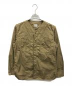 orSlowオアスロウ）の古着「ノーカラーシャツ」｜ブラウン