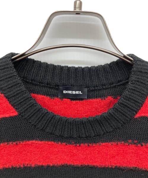 DIESEL（ディーゼル）DIESEL (ディーゼル) ボーダーニット ブラック×レッド サイズ:M　180/96Aの古着・服飾アイテム