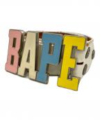 A BATHING APEア ベイシング エイプ）の古着「BAPEマルチカラーバックルレザーベルト」｜ホワイト