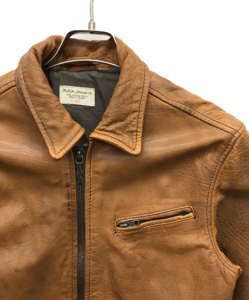 NUDIE JEANS（ヌーディー・ジーンズ）NUDIE JEANS (ヌーディー・ジーンズ) カウレザージャケット ブラウン サイズ:XSの古着・服飾アイテム