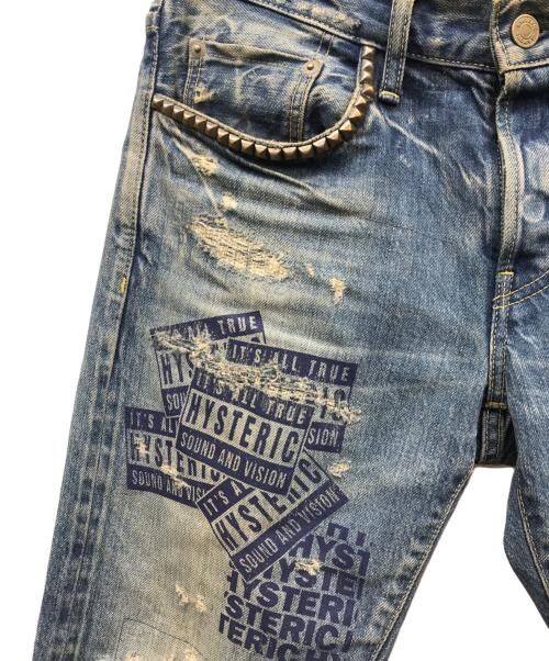 Hysteric Glamour（ヒステリックグラマー）Hysteric Glamour (ヒステリックグラマー) ダメージ加工デニムパンツ インディゴ サイズ:28inchの古着・服飾アイテム
