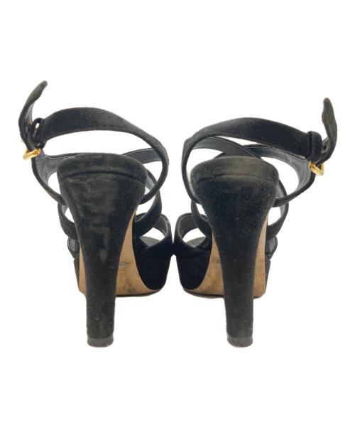 MIU MIU（ミュウミュウ）MIU MIU (ミュウミュウ) ハイヒールサンダル ブラック サイズ:38の古着・服飾アイテム