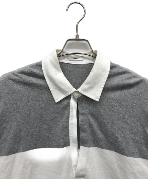 CLANE（クラネ）CLANE (クラネ) スキッパーシャツ ホワイト×グレー サイズ:2の古着・服飾アイテム