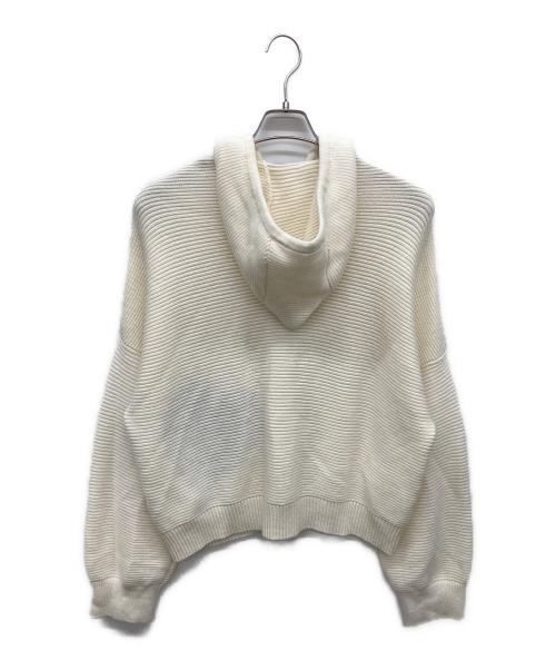LOVE MOSCHINO（ラブモスキーノ）LOVE MOSCHINO (ラブモスキーノ) ロゴ インターシャ ジップド カーディガン ホワイト サイズ:42の古着・服飾アイテム
