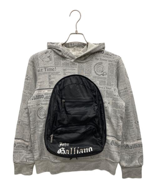 JOHN GALLIANO（ジョンガリアーノ）JOHN GALLIANO (ジョンガリアーノ) ニュースペーパーパーカー グレー サイズ:14の古着・服飾アイテム