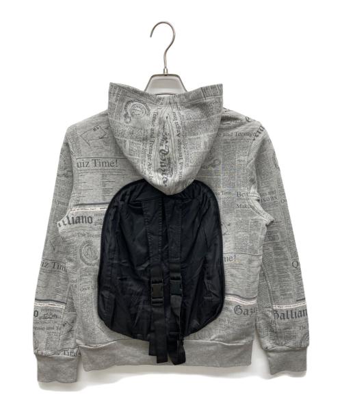 JOHN GALLIANO（ジョンガリアーノ）JOHN GALLIANO (ジョンガリアーノ) ニュースペーパーパーカー グレー サイズ:14の古着・服飾アイテム