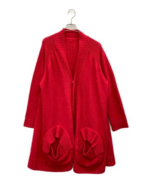 MOYURU（モユル）MOYURU (モユル) ロングニットカーディガン レッド サイズ:Ｍの古着・服飾アイテム