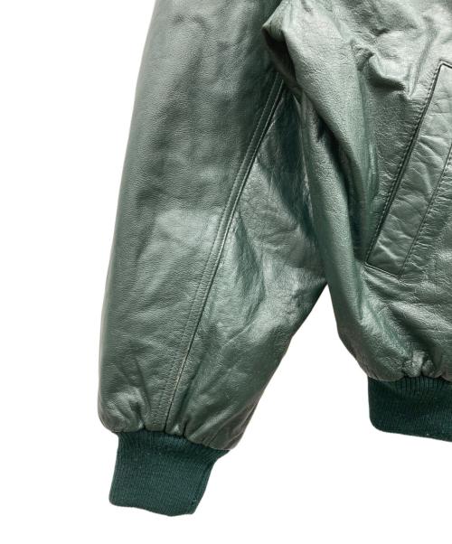 JUNCHINO（ジュンキーノ）JUNCHINO (ジュンキーノ) レザースタジャン グリーン サイズ:XLの古着・服飾アイテム