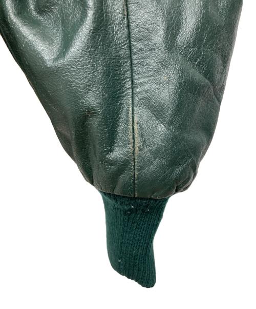 JUNCHINO（ジュンキーノ）JUNCHINO (ジュンキーノ) レザースタジャン グリーン サイズ:XLの古着・服飾アイテム