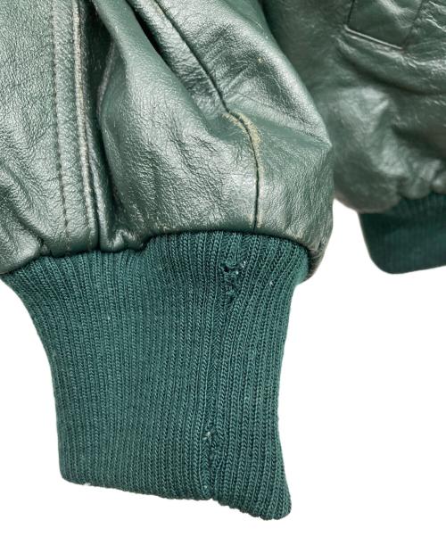 JUNCHINO（ジュンキーノ）JUNCHINO (ジュンキーノ) レザースタジャン グリーン サイズ:XLの古着・服飾アイテム