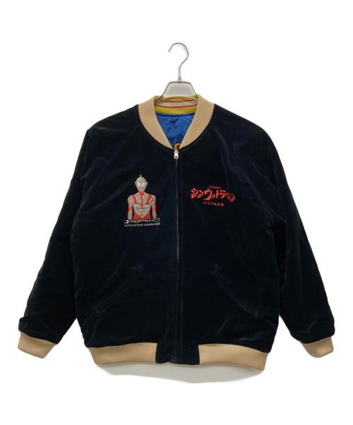 STUDIO D'ARTISAN（ステュディオダルチザン）STUDIO D'ARTISAN (ステュディオダルチザン) ウルトラマン (ウルトラマン) リバーシブルスカジャン ブラック×スカルブルー サイズ:44の古着・服飾アイテム
