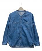 orSlowオアスロウ）の古着「ノーカラーシャツジャケット」｜インディゴ