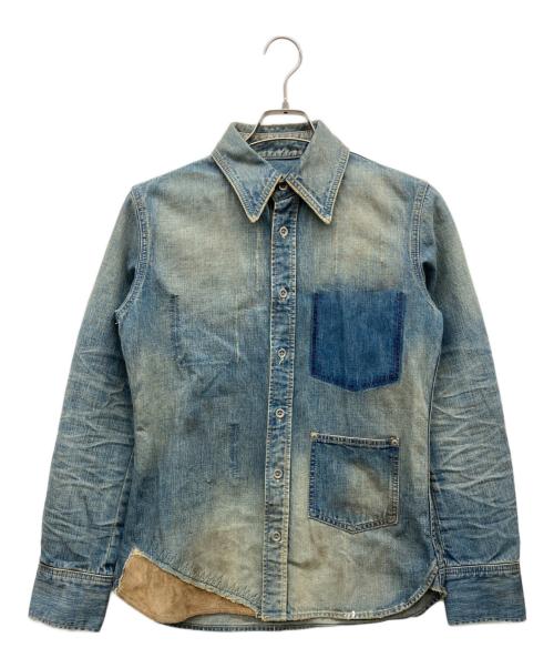 ISAMU KATAYAMA BACKLASH（イサムカタヤマ・バックラッシュ）ISAMU KATAYAMA BACKLASH (イサムカタヤマ・バックラッシュ) ユーズド加工デニムシャツ インディゴ サイズ:Sの古着・服飾アイテム