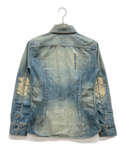 ISAMU KATAYAMA BACKLASH（イサムカタヤマ・バックラッシュ）ISAMU KATAYAMA BACKLASH (イサムカタヤマ・バックラッシュ) ユーズド加工デニムシャツ インディゴ サイズ:Sの古着・服飾アイテム