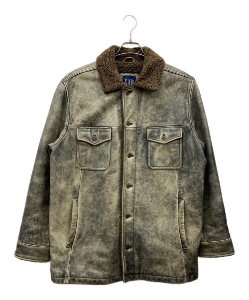 GAP（ギャップ）GAP (ギャップ) 裏ボアレザーカーコート グレー サイズ:Lの古着・服飾アイテム