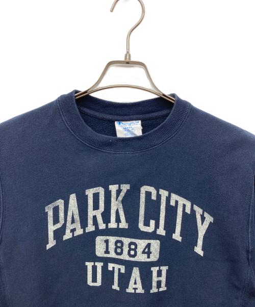 Champion REVERSE WEAVE（チャンピオン リバース ウィーブ）Champion REVERSE WEAVE (チャンピオン リバース ウィーブ) 3段ロゴスウェット ネイビー サイズ:SMALL　(JPN L)の古着・服飾アイテム