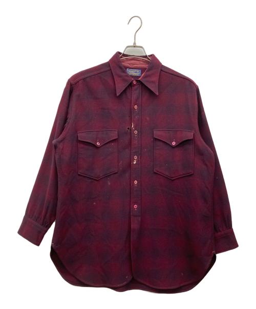 PENDLETON（ペンドルトン）PENDLETON (ペンドルトン) エルボーパッチウールシャツ ボルドー サイズ:不明の古着・服飾アイテム