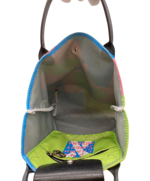 LONGCHAMP（ロンシャン）LONGCHAMP (ロンシャン) Robert INDIANA (ロバート・インディアナ) LOVEハンドバッグ ピンク×スカイブルーの古着・服飾アイテム