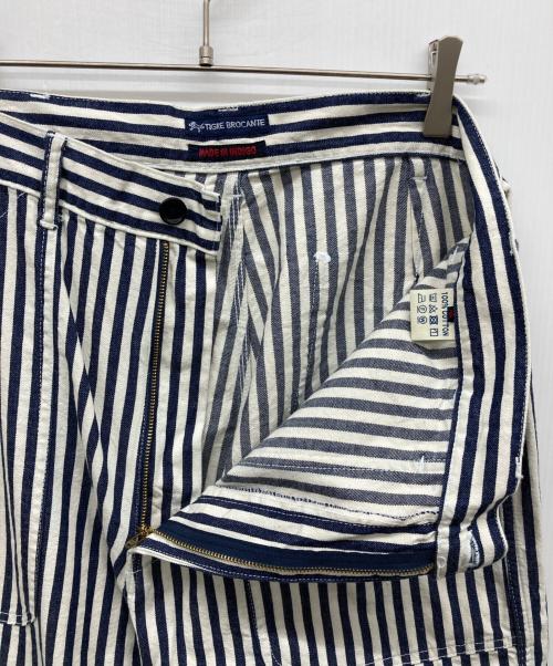 TIGRE BROCANTE（ティグルブロカンテ）TIGRE BROCANTE (ティグルブロカンテ) ヒッコリーベイカーパンツ ホワイト×ネイビー サイズ:Mの古着・服飾アイテム