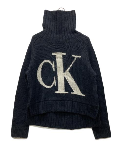 Calvin Klein Jeans（カルバンクラインジーンズ）Calvin Klein Jeans (カルバンクラインジーンズ) CKロゴニット ブラック サイズ:Mの古着・服飾アイテム