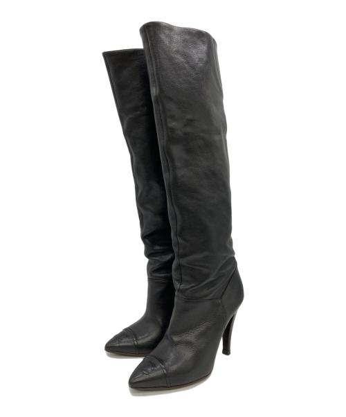 CHANEL（シャネル）CHANEL (シャネル) ココマークレザーブーツ ブラック サイズ:35 1/2Cの古着・服飾アイテム