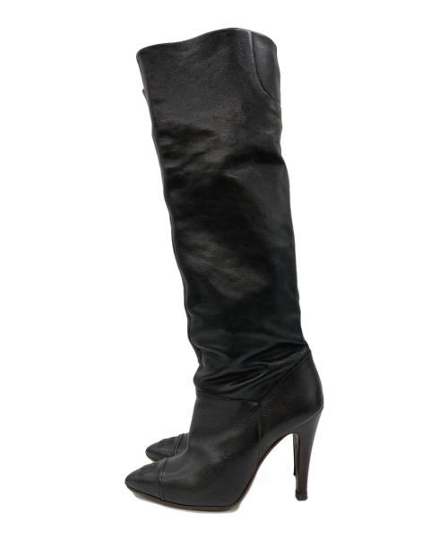 CHANEL（シャネル）CHANEL (シャネル) ココマークレザーブーツ ブラック サイズ:35 1/2Cの古着・服飾アイテム