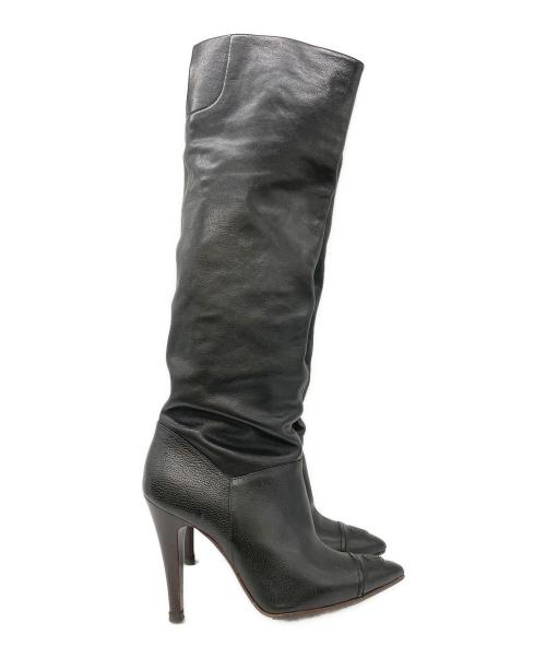 CHANEL（シャネル）CHANEL (シャネル) ココマークレザーブーツ ブラック サイズ:35 1/2Cの古着・服飾アイテム