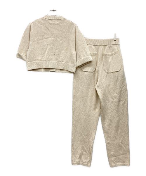 CLANE（クラネ）CLANE (クラネ) HALF SLEEVE KNIT TOPS ＆ PANTS SET ベージュの古着・服飾アイテム