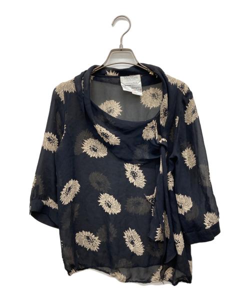MaxMara（マックスマーラ）MaxMara (マックスマーラ) 花柄シルクブラウス ブラック サイズ:38の古着・服飾アイテム