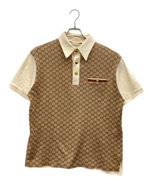 GUCCI（グッチ）GUCCI (グッチ) ポロシャツ ブラウン サイズ:M（175/96A）の古着・服飾アイテム