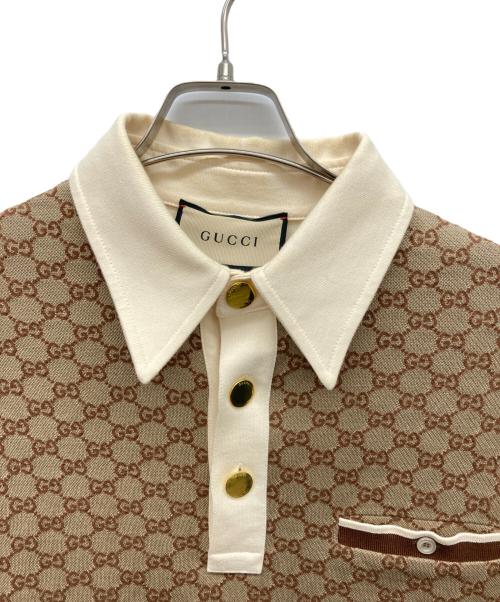 GUCCI（グッチ）GUCCI (グッチ) ポロシャツ ブラウン サイズ:M（175/96A）の古着・服飾アイテム