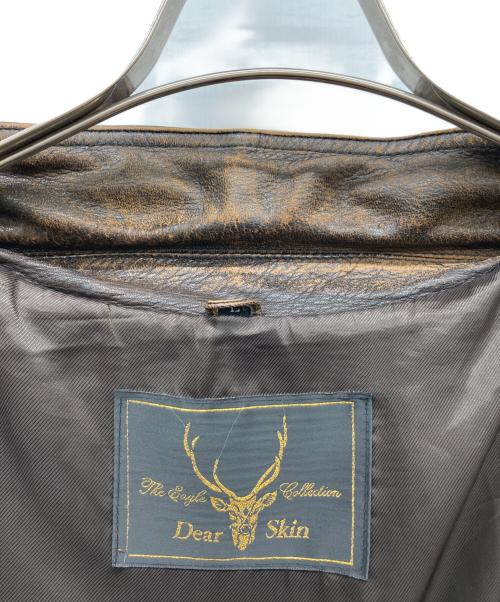 USED（ユーズド）USED (ユーズド) ディアスキンレザージャケット ブラウン サイズ:Lの古着・服飾アイテム
