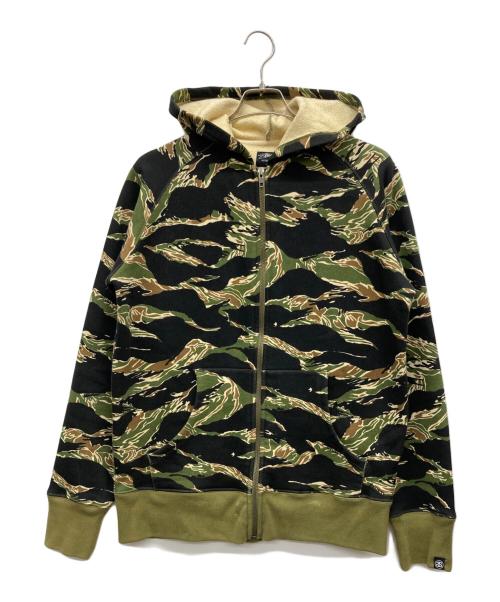 stussy（ステューシー）stussy (ステューシー) タイガーカモジップパーカー カーキ サイズ:Lの古着・服飾アイテム