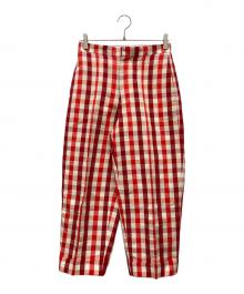 DRAWER（ドゥロワー）の古着「コットンヘンプチェックパンツ」｜レッド