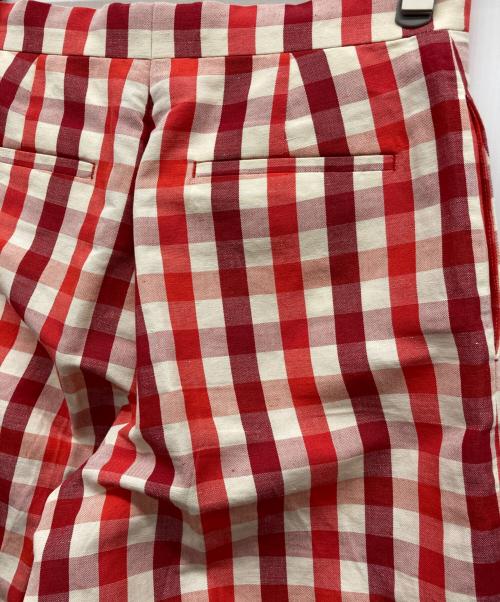 DRAWER（ドゥロワー）DRAWER (ドゥロワー) コットンヘンプチェックパンツ レッド サイズ:34の古着・服飾アイテム