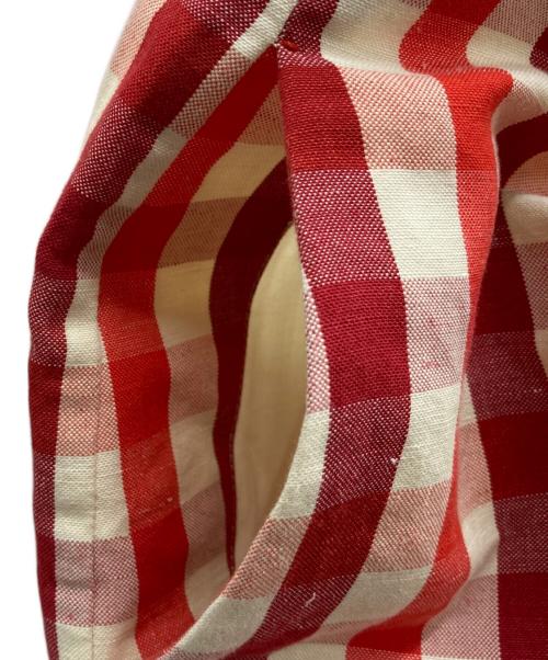 DRAWER（ドゥロワー）DRAWER (ドゥロワー) コットンヘンプチェックパンツ レッド サイズ:34の古着・服飾アイテム