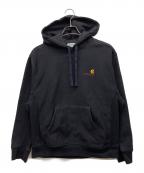 CarHarttカーハート）の古着「HOODED AMERICAN SCRIPT SWEAT」｜ブラック