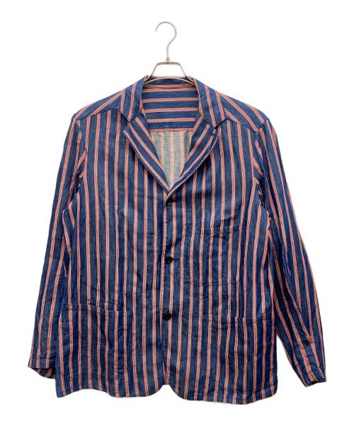 45rpm（45アールピーエム）45rpm (45アールピーエム) ストライプジャケット インディゴ×レッド サイズ:なしの古着・服飾アイテム