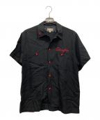 Dry Bonesドライボーンズ）の古着「レーヨンボーリングシャツ」｜ブラック