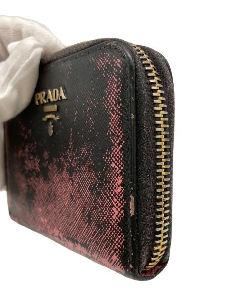 PRADA（プラダ）PRADA (プラダ) ジップコインケース ブラック×ピンクの古着・服飾アイテム