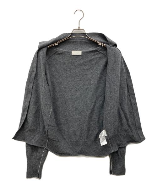 MIESROHE（ミースロエ）MIESROHE (ミースロエ) オープンカラーデザインカシミアニットカーディガン グレー サイズ:Fの古着・服飾アイテム