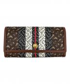 BURBERRYバーバリー）の古着「ハルトンフラップ財布」｜ブラウン