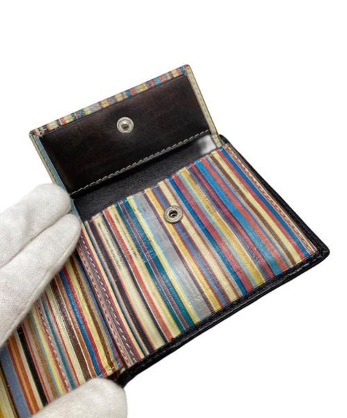 PAUL SMITH（ポールスミス）Paul Smith (ポールスミス) マルチストライプ2つ折り財布 ブラックの古着・服飾アイテム