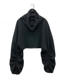 LIMI feu（リミフゥ）の古着「シャーリングスリーブ タートルネックニット」｜ブラック