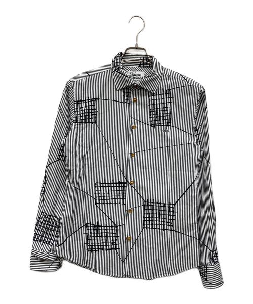 Vivienne Westwood man（ヴィヴィアン ウェストウッド マン）Vivienne Westwood man (ヴィヴィアン ウェストウッド マン) オーブストライプシャツ ブラック サイズ:44の古着・服飾アイテム