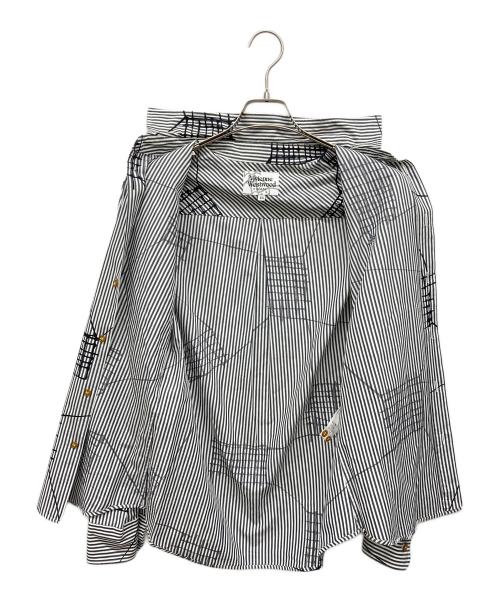 Vivienne Westwood man（ヴィヴィアン ウェストウッド マン）Vivienne Westwood man (ヴィヴィアン ウェストウッド マン) オーブストライプシャツ ブラック サイズ:44の古着・服飾アイテム